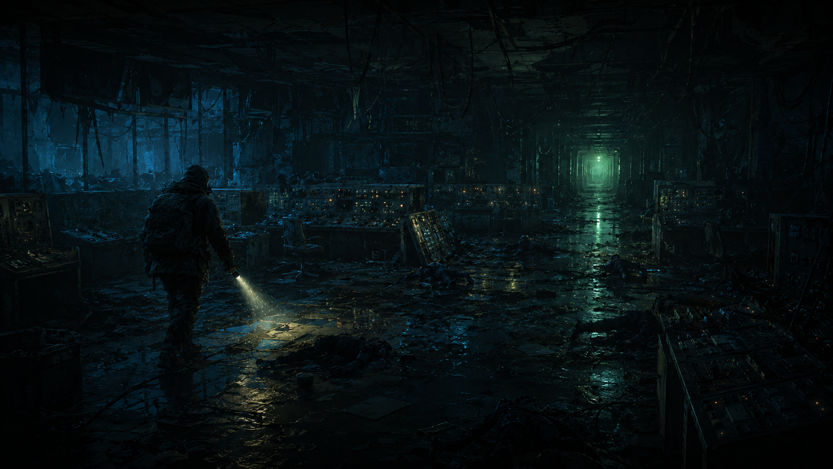 The control room, and the bodies left behind