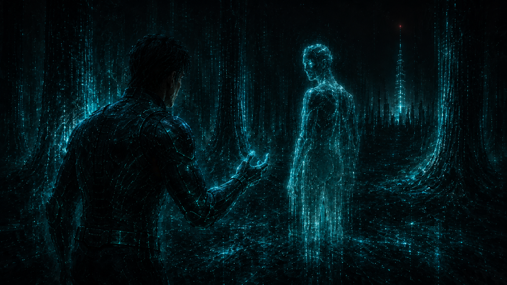Reaching toward what remains of her
